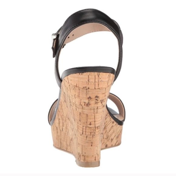 NEW Charles by Charles David Black Vegan Leather Wedge Sandals - Picture 4 of 6